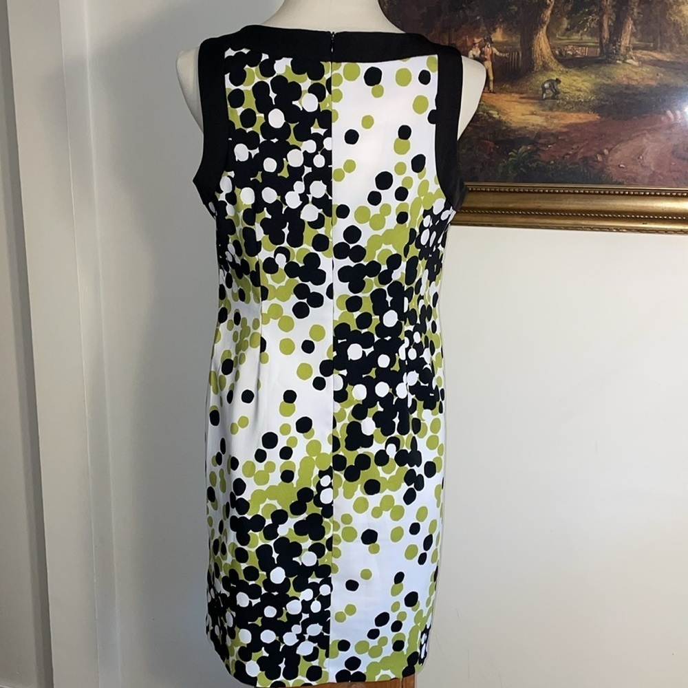 RN Studio/Ronni Nicole Sheath Polka Dot Dress. Size 12. Green/Black/White - Picture 2 of 11